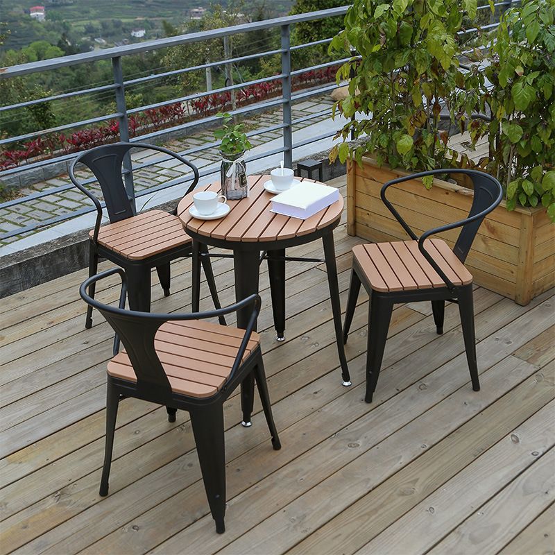 Industrial 1/3/4/5 Pieces Metal Dining Set Reclaimed Wood Dining Table Set for Outdoor