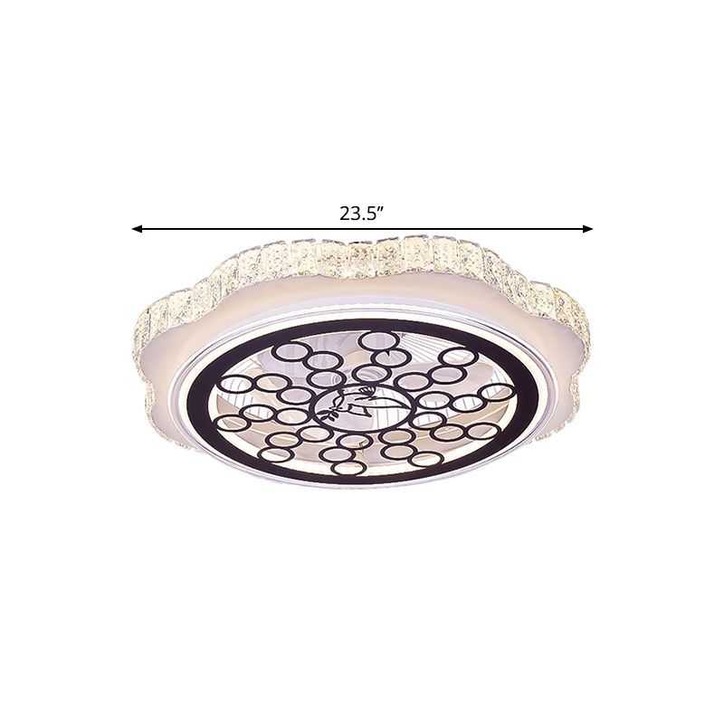 Sonnenblumen/Pflaumenblüten/Sternmuster Hanging Lüfter Licht moderne rechteckige Kristalle 23,5 "W LED White Semi-Flush Mount