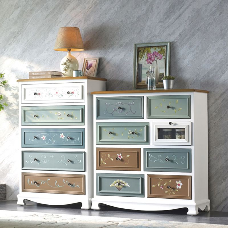 Coastal Storage Chest Solid Wood Storage Chest Dresser with 5/8 Drawers