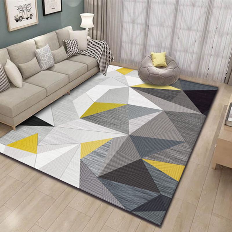 Nordic Geometric Printed Rug Multicolor Polypropylene Area Carpet Pet Friendly Easy Care Area Rug for Living Room