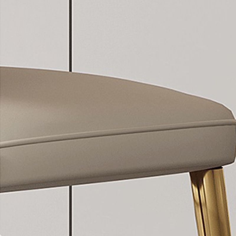 Glam Dining Chair Faux Leather and Metal Armless Dining Chairs