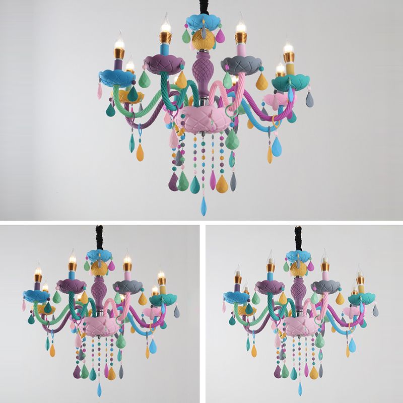 Smeedijzeren macaron hanglamp in moderne creatieve stijl glazen binnen plafondlicht met kristallendecoratie