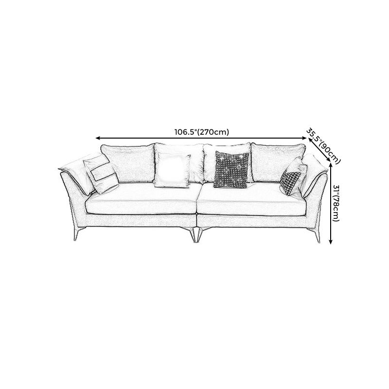 Blue and Cream Faux Leather Sectional Waterproof  Sofa with Removable Cushions