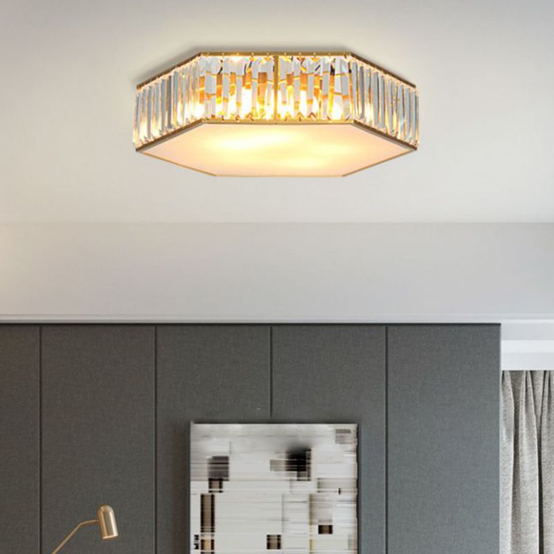 Zeshoekige kristallen inbouwplafondlamp Moderne gouden inbouw plafondverlichtingsarmatuur