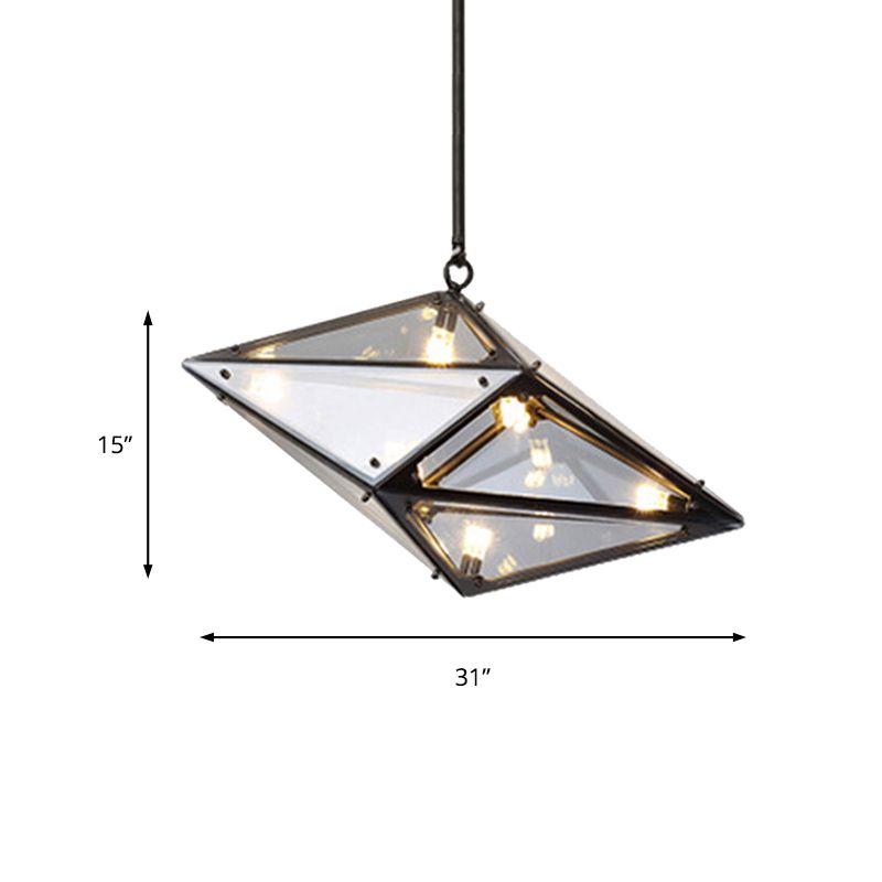 Horizontal/vertikaler Diamantanhänger Lampe Moderne Bernstein/Rauchglas Multi -Lichter Wohnzimmer LED -Deckenleuchte, 23,5 "/31"/42 "breit