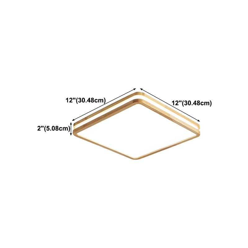 Modern Rectangle Shape Ceiling Light Wood 1 Light LED Flush Mount Light for Bedroom