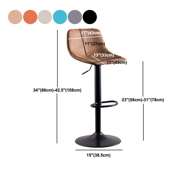 Contemporary Metal Barstool Low Back Faux Leather Barstools in Matte Finish Home