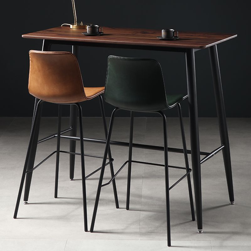 Contemporary Backrest Faux Leather Armless Bar Stool with Footrest