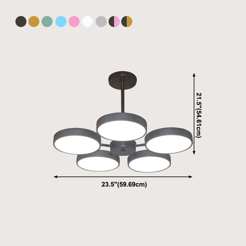 Modern Metal Chandelier Light Fixtures Round Multi-Head Suspension Pendant Lamps