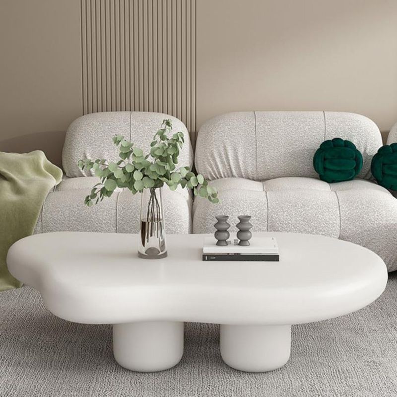 11"H Contemporary Coffee Table Wooden 2 Legs Coffee Cocktail Table