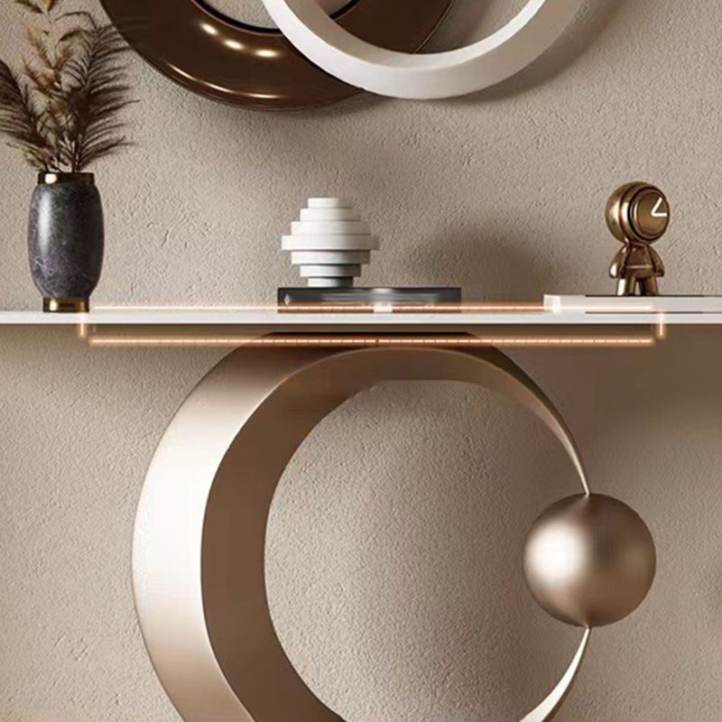 Rectangle Shape Contemporary Console Table Stone Sofa Table in Gold/Black