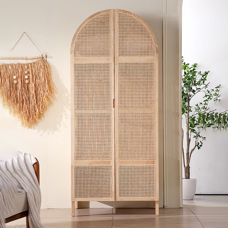 Freestanding Solid Wood Wardrobe Modern Wardrobe Armoire with Legs