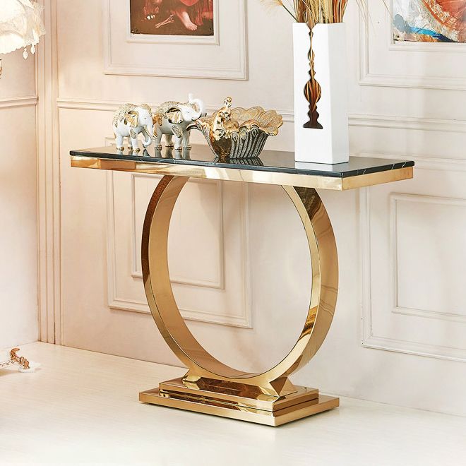 16" W Marble Console Table Glam Stain Resistant Accent Table for Hall