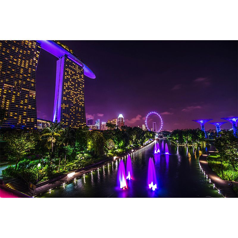Modern Singapore City Scene Mural Decal Water Resistant Wall Covering for Decoration