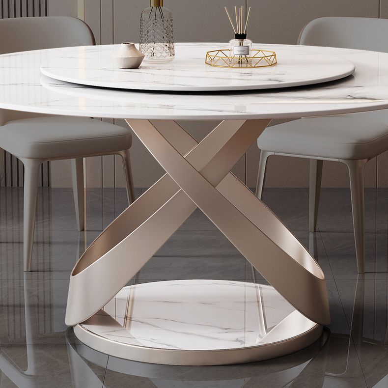 Modern Style 1/4/5/7 Pieces Furniture Round Stone Dining Set in White