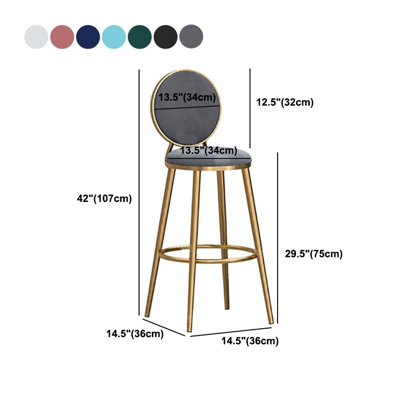 Nordic Glam Style Bar-stool Round Counter Bar-stool with Metal Legs for Home