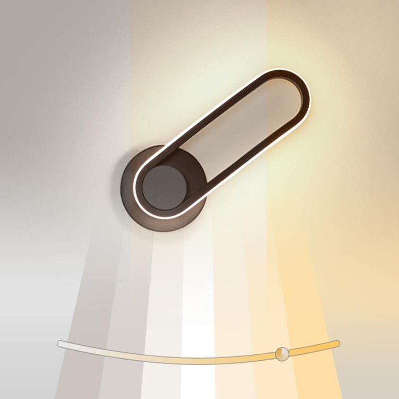 1-Light Ellipse Wall Mount Light Modern Style Metal Wall Mount Lighting