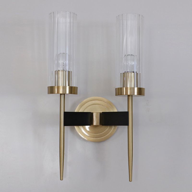 Postmodern Cylindrical Wall Mounted Lighting Clear Glass Wall Mount Lamp for Living Room