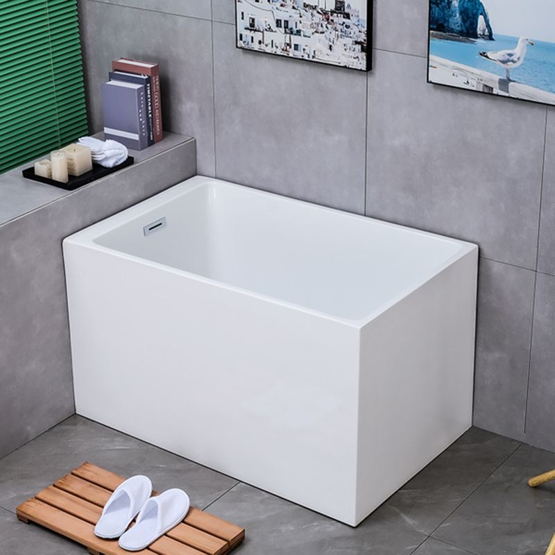 White Back to Wall Soaking Bathtub Contemporary Rectangular Acrylic Bath Tub