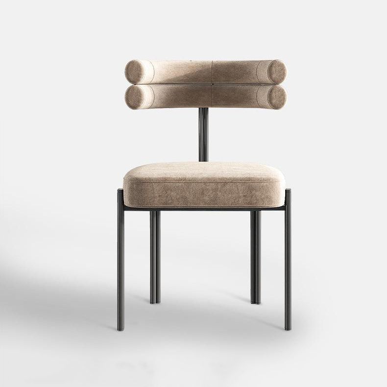 Contemporary Velvet Armless Side Chair Matte Finish Open Back Dining Chair