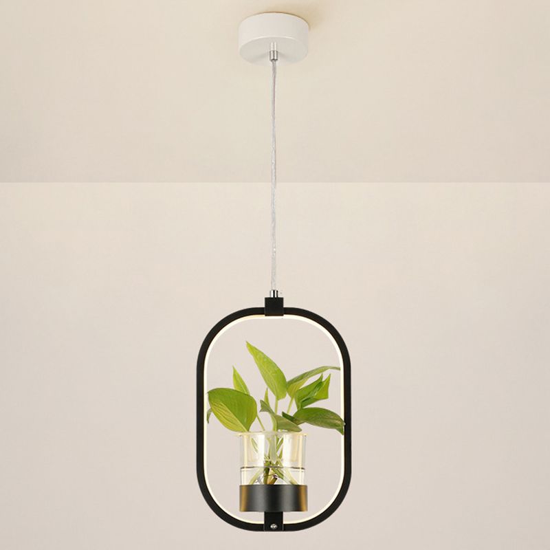 Modern Metal Hanging Lamp 1 Light Pendant Light for Dining Table  (without plants)
