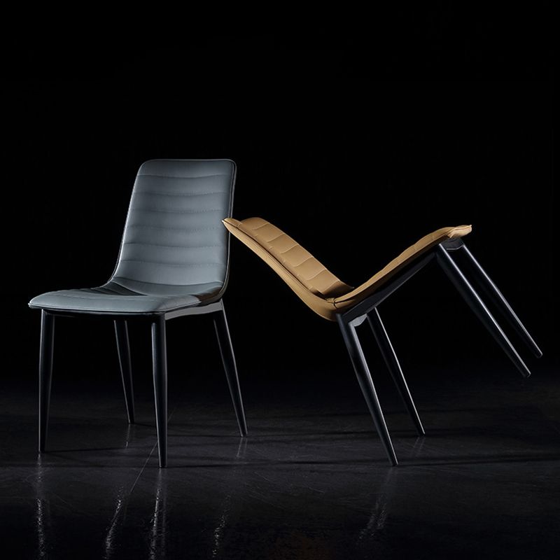 Industrial Faux Leather Chairs Armless Side Chairs with Metal Legs for Home Use