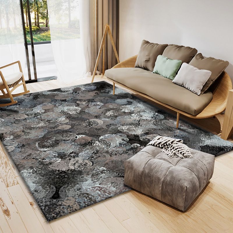 Blue Modern Rug Polyester Graphic Rug Non-Slip Backing Rug for Home Decoration