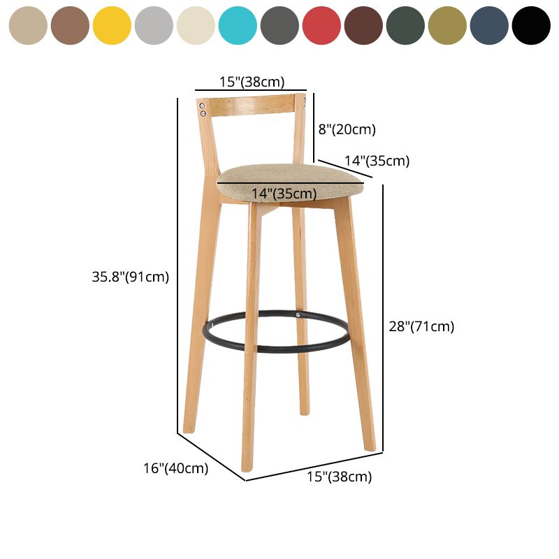 Contemporary Wood Kitchen Dining Room Armless Stool Low Back Bar Stool