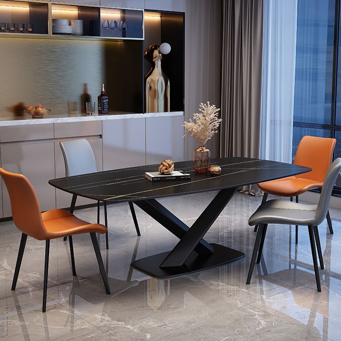 Rechthoekige luxe eettafel Vierkleurige vaste tafel met gesinterde steen