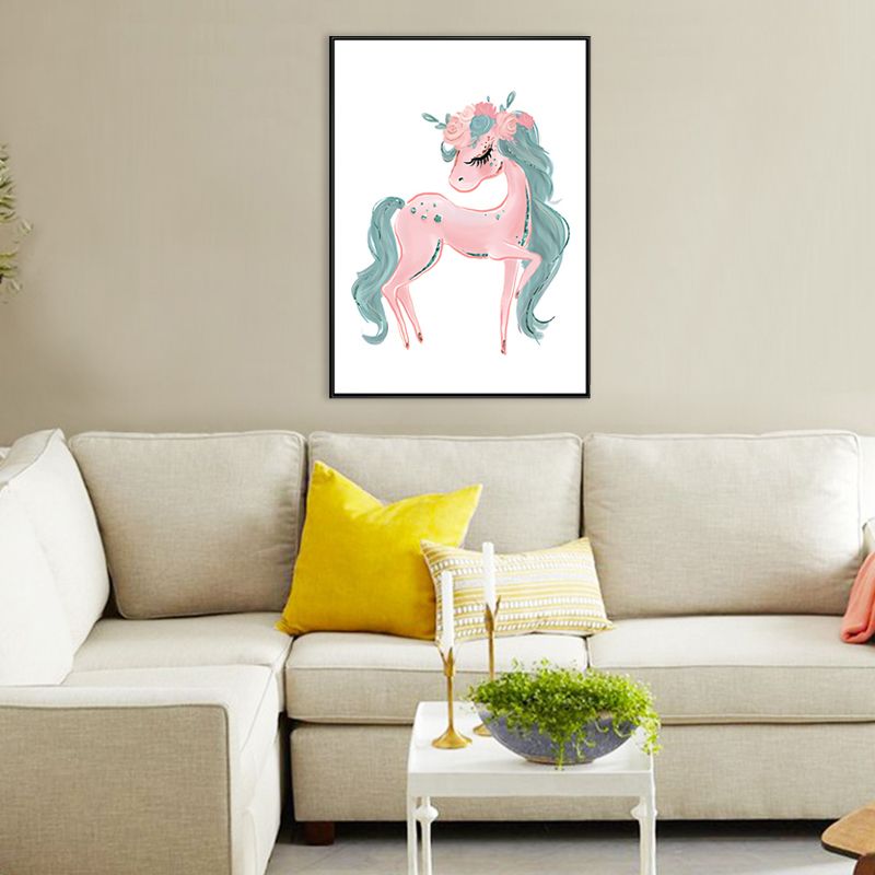 Toile imprimée d'animaux d'art pour enfants, décoration murale texturée de couleur douce pour chambre d'enfants