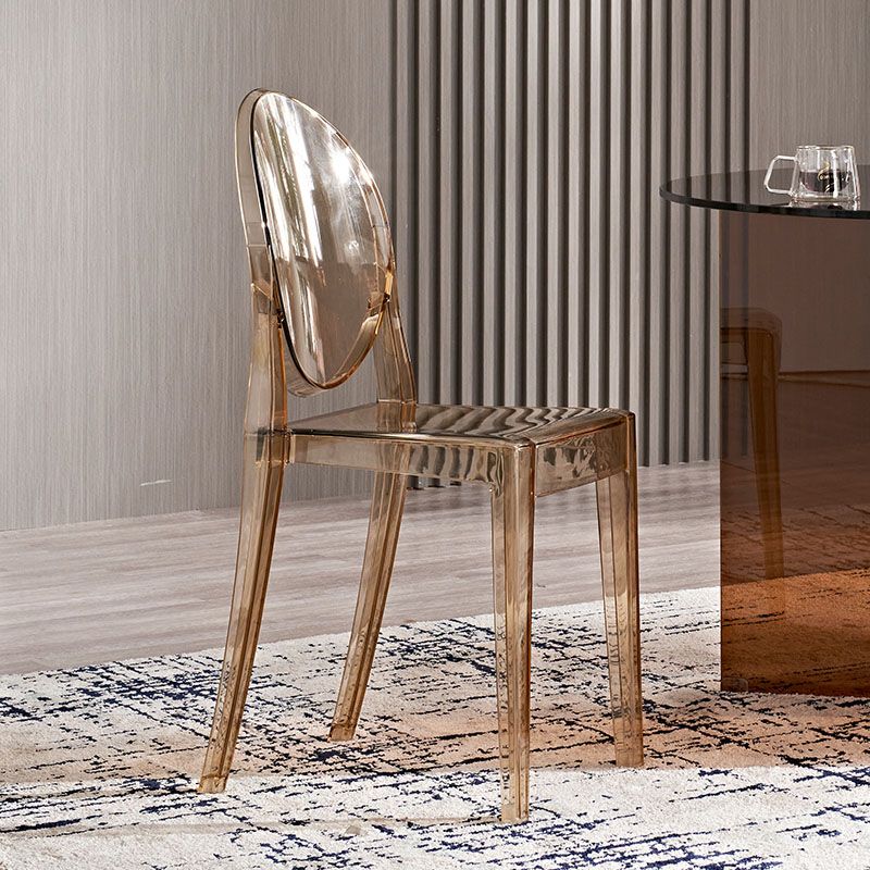 Silla lateral escandinava con respaldo abierto para el hogar, silla sin brazos de comedor de plástico