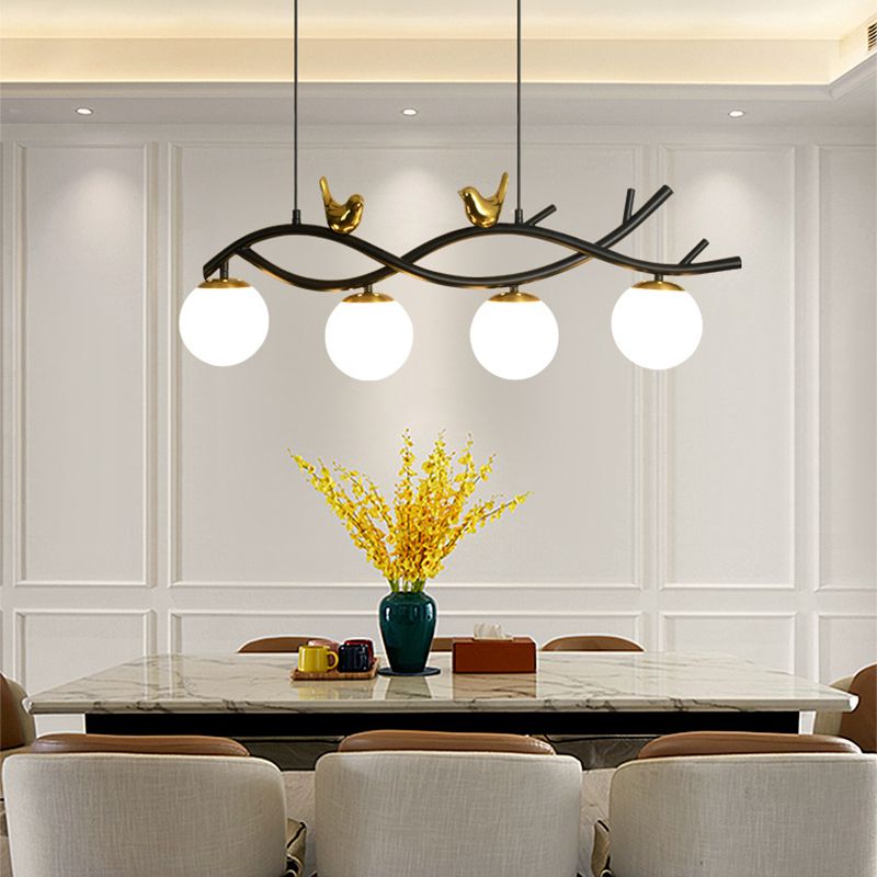 Industrial Kitchen Island Lighting Black Globe Shaded Ceiling Light for Home