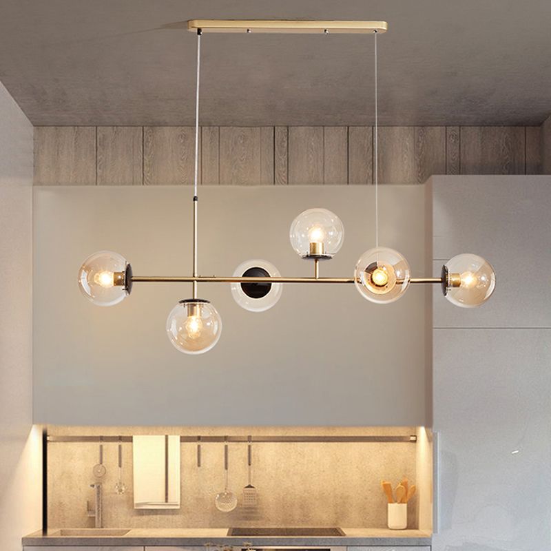 Estilo moderno de forma esférica luces de isla vidrio 6 iluminación de la isla ligera