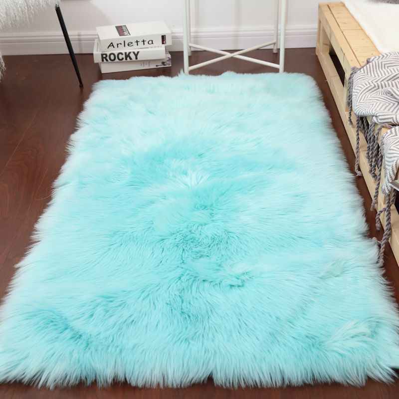 White Solid Color Rug Plush Orlon Area Carpet Easy Care Rug for Living Room