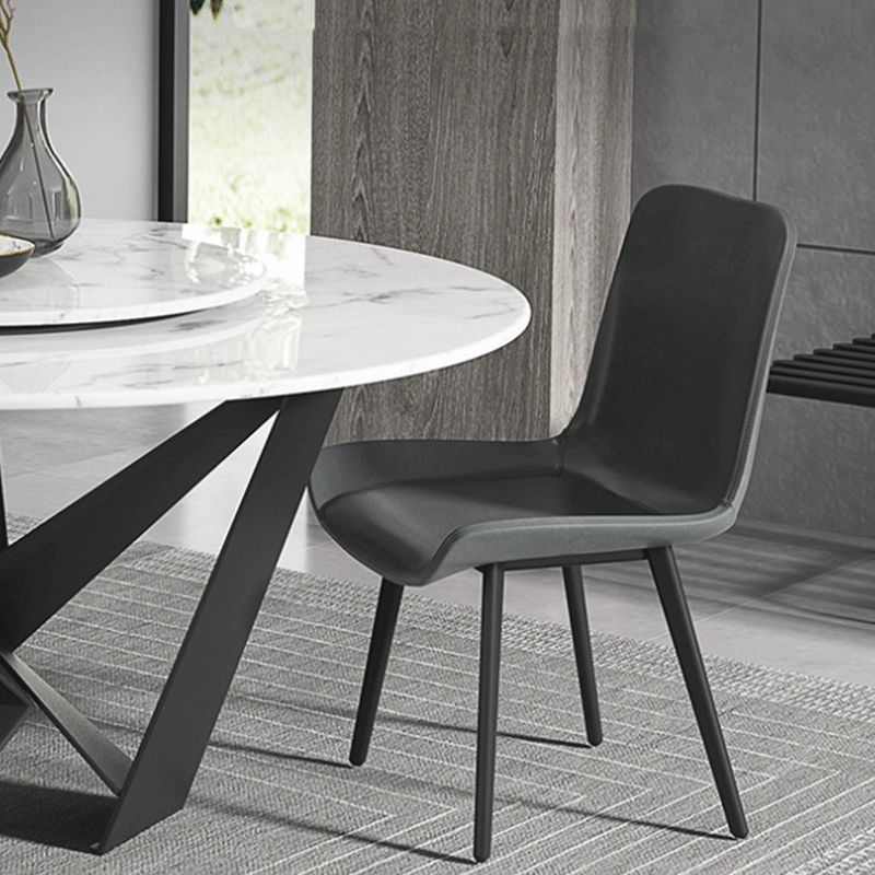 Kitchen Dining Armless Chair Faux Leather Dining Chair in Grey