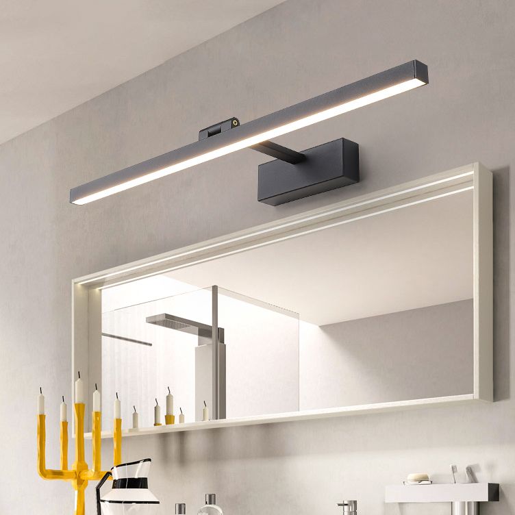 Moderna lampada da monte a parete lineare nero lampada da parete in metallo a 1 luce per bagno