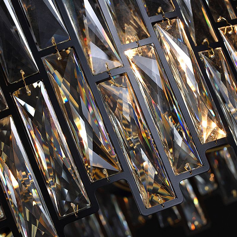 Contemporary Metal Pendant Light with Crystal Shade for Living Room