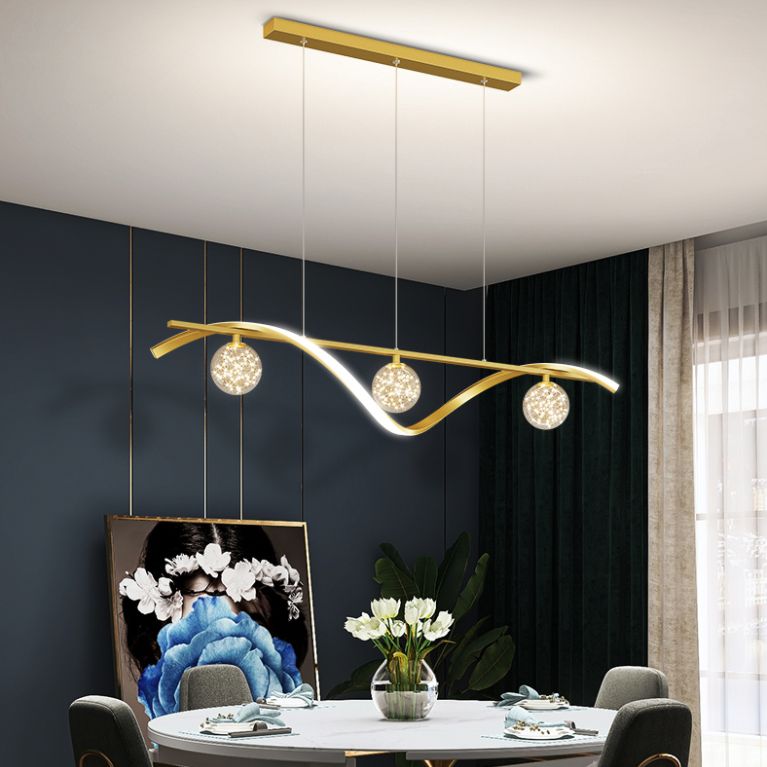 Modern Linear Chandelier Modern Kitchen Island Lighting Metal 4 Light Island Lighting in Gold