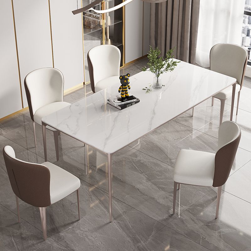 Modern Rectangle Dining Table Sintered Stone Table with 4 Legs