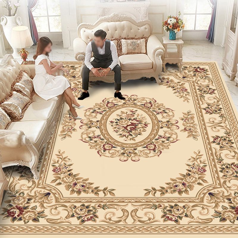 Multicolor Modern Area Carpet Polyester Flower Printing Indoor Rug Easy Care Carpet for Living Room