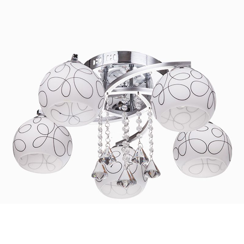 Globe semi-inbouwlamp Moderne multi-light semi-inbouwlampen met witte glazen kap