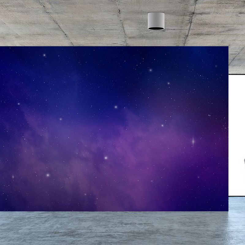 Modern Constellation Scene Wall Mural Non-Woven Stain-Proof Purple Wall Art for Dining Room