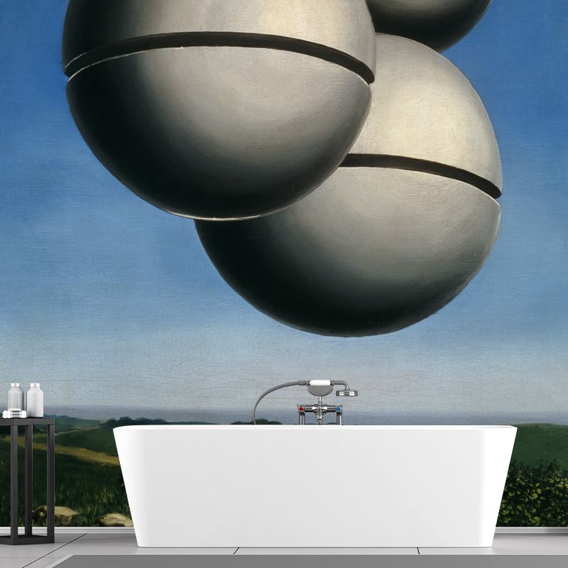 Surrealist Anti-Gravity Wallpaper Murals Grey-Blue Moisture Resistant Wall Art for Bedroom