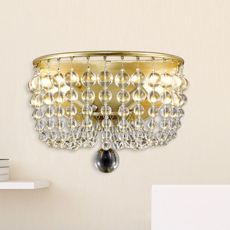 Clead Clead Crystal Mur Mount Lodge Style 1 Light Living Room Sronce en laiton
