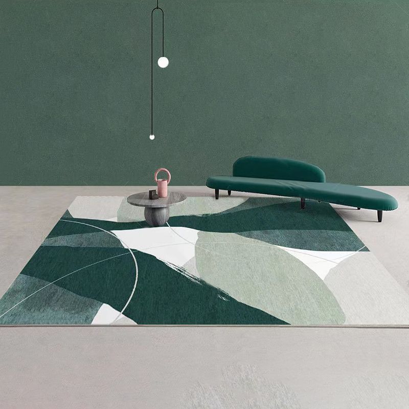 Gorgeous Green Rug Polyester Color Lump Rug Washable Rug for Living Room