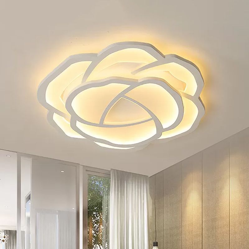 Blossom Acrylic Flush Light Minimalism LED White Flush Mount Recessed Lighting in White/3 Color Light