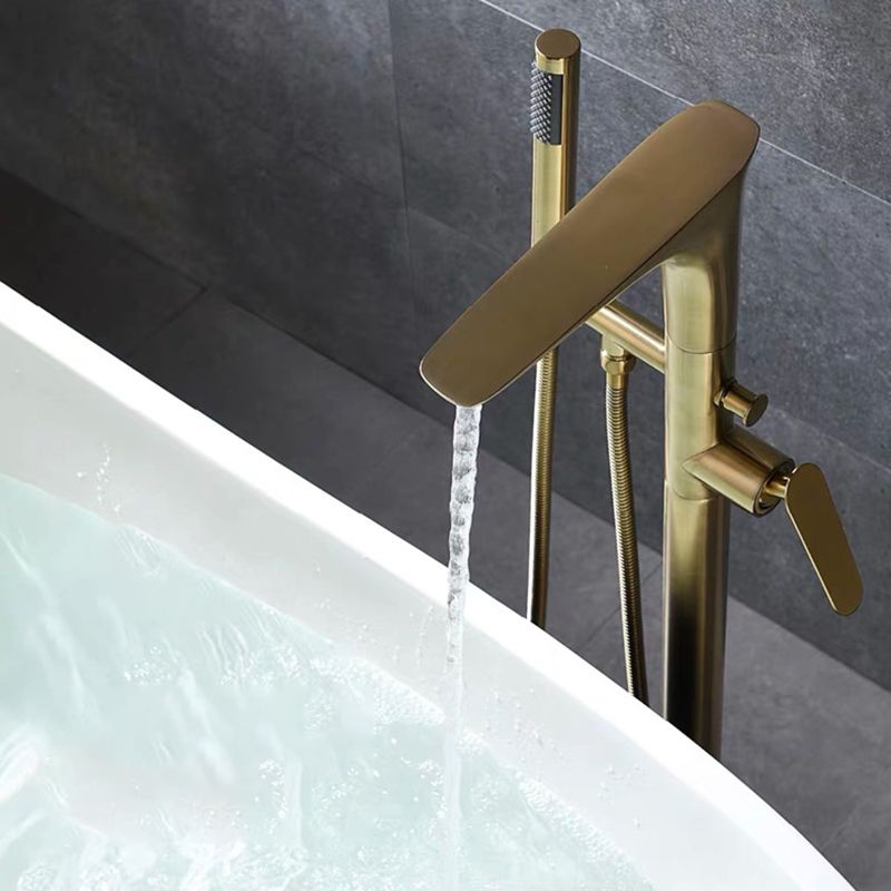 Floor Mounted Copper Bathtub Faucet Single Handle Freestanding Tub Filler Trim