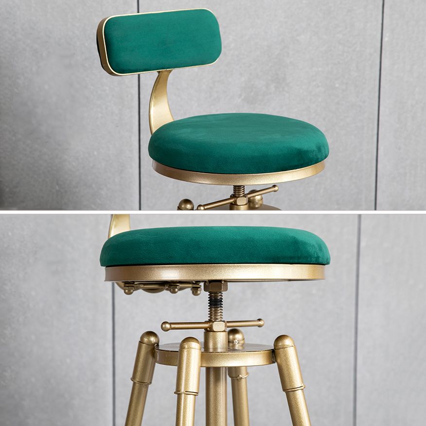 Glam Style Upholstered Bar Stools for Home Armless Stools with Metal Base