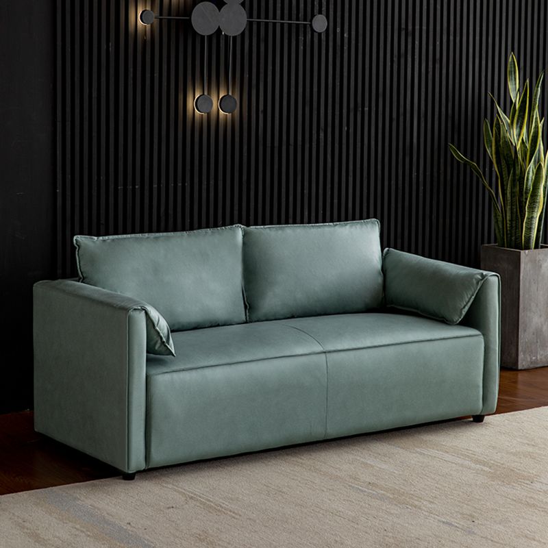 29.52" H Solid Color Faux Leather Sofa Wood Frame Pillow Top Arm Sofa