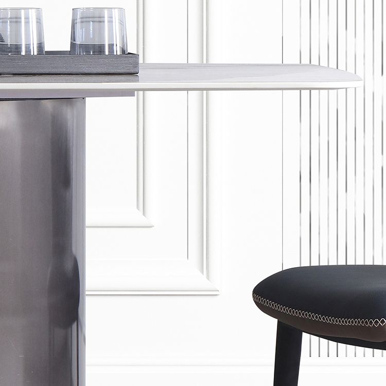 Mesa de comedor rectangular Mesa de comedor de piedra moderna con pedestal doble